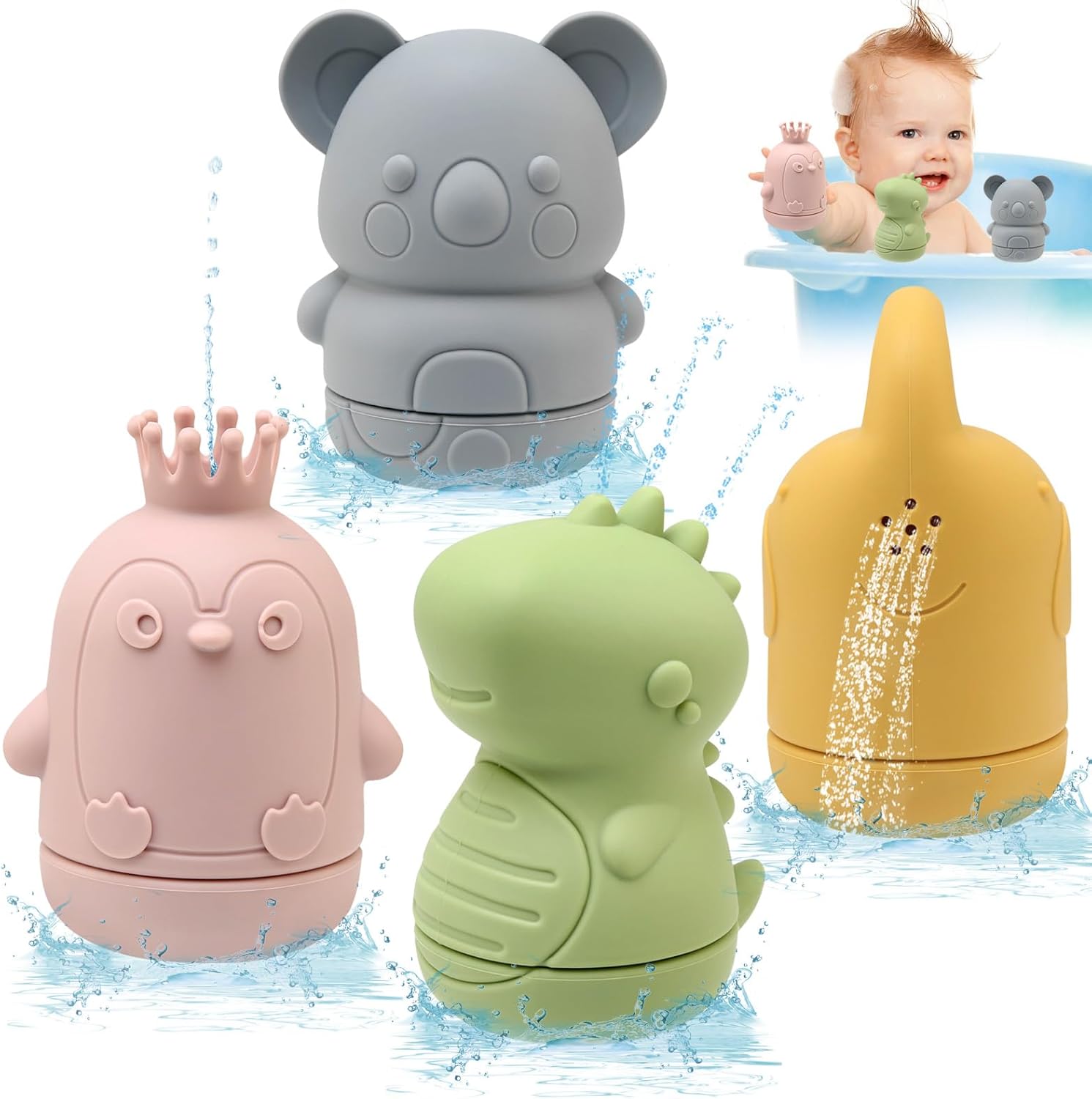 BelleStyle Silikon Badetiere 4er-Set